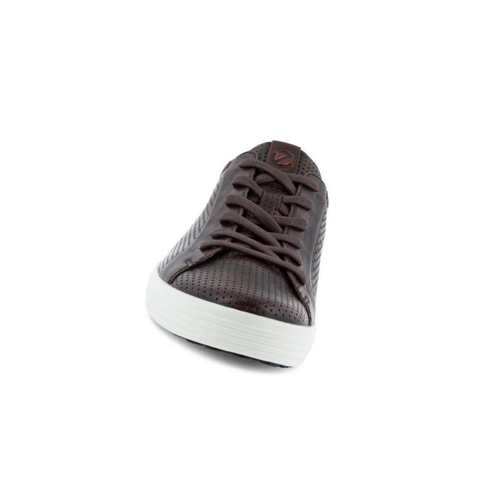 Men's Ecco Soft 7 Laced Sneakers Coffee | USA 632TCE